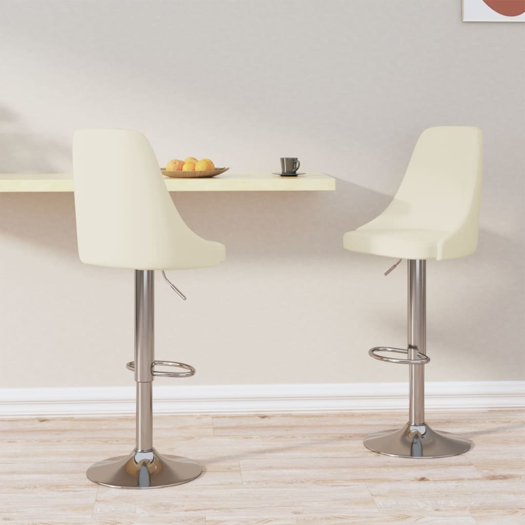 Tabourets de bar lot de 2 crème tissu