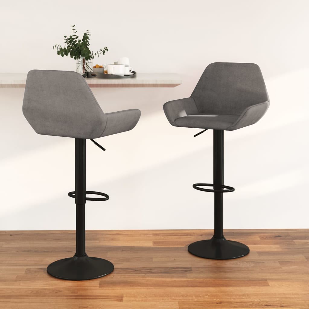 vida XL Barhocker 2 Stk. Hellgrau Samt