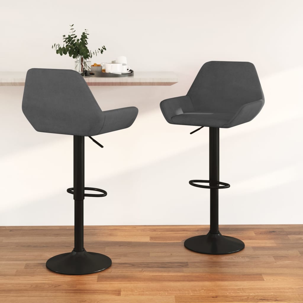 vida XL Barhocker 2 Stk. Dunkelgrau Samt