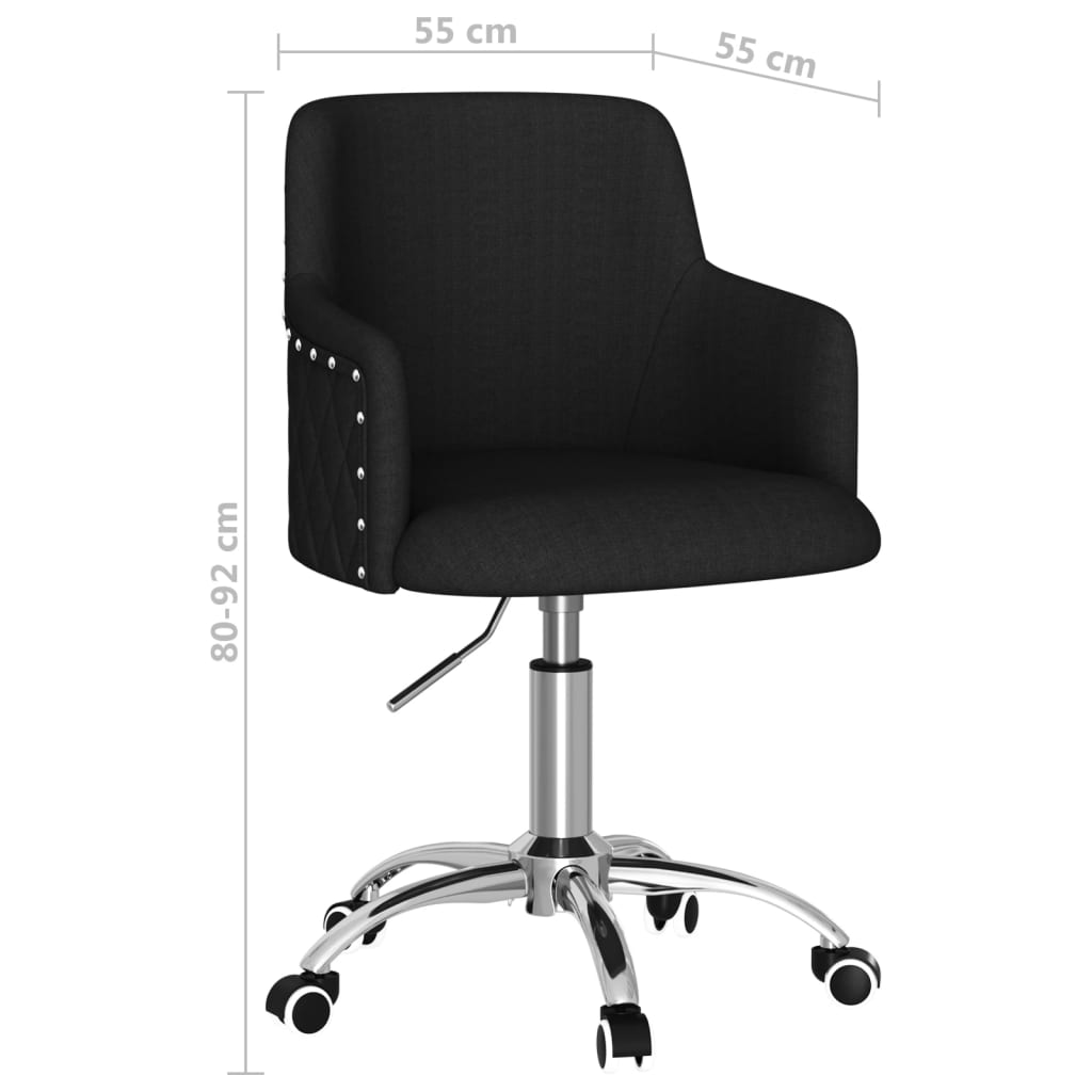 Scaun de birou pivotant, negru, material textil