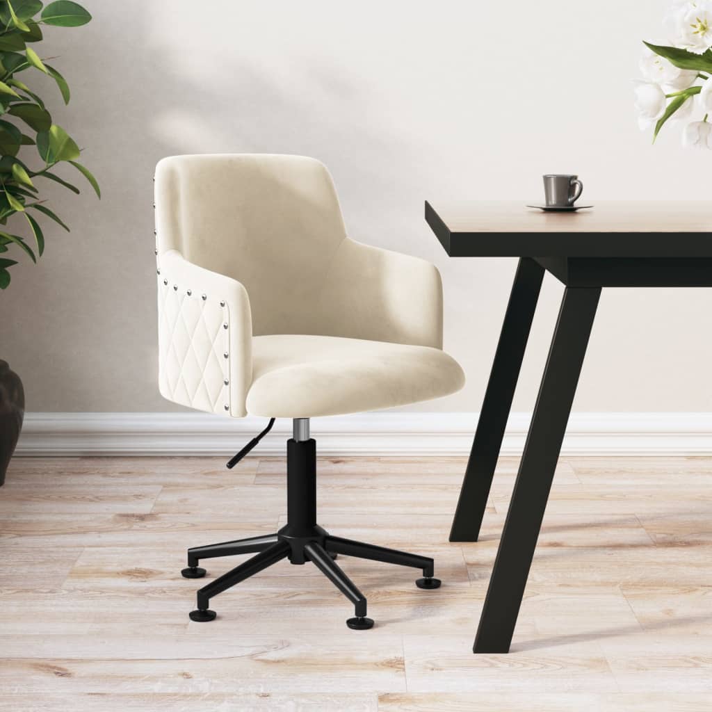 vidaXL Cadeira de escritório giratória veludo cor creme