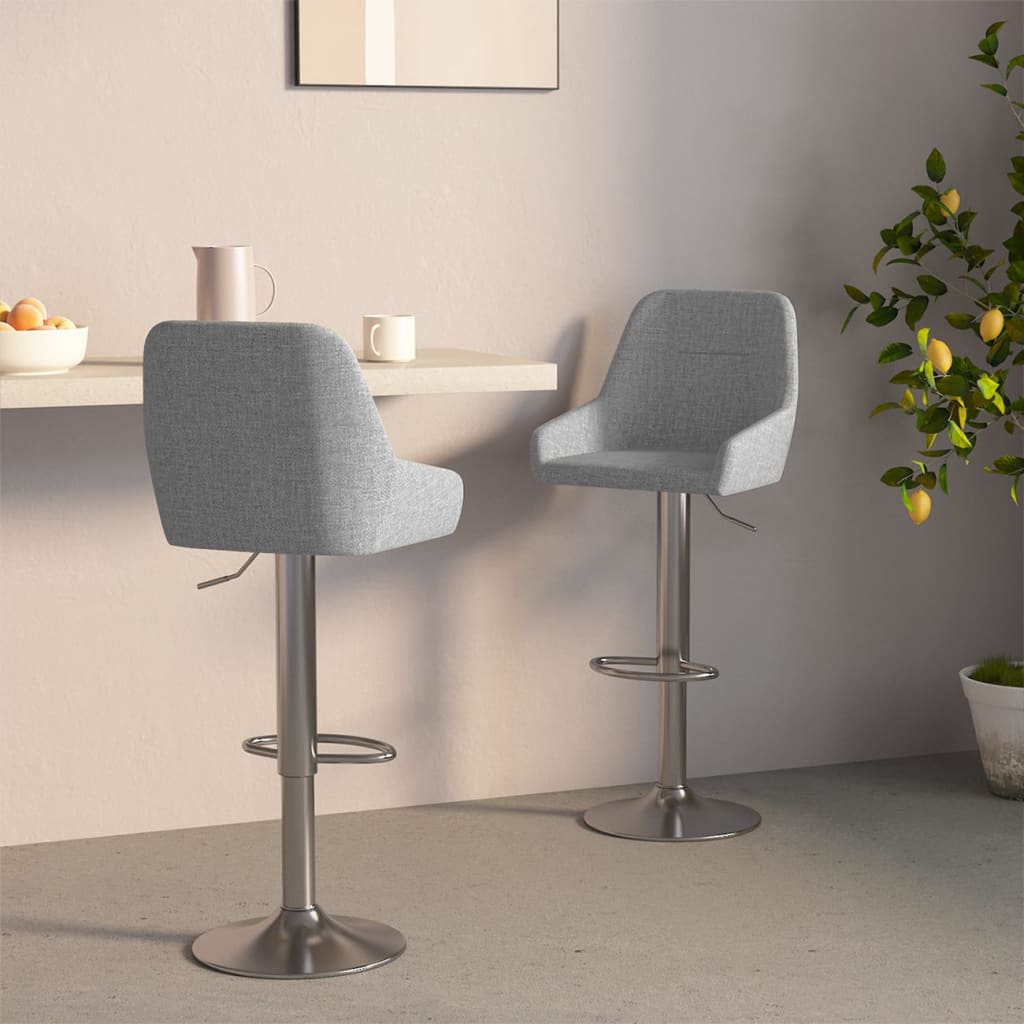 vida XL Barhocker 2 Stk. Hellgrau Stoff