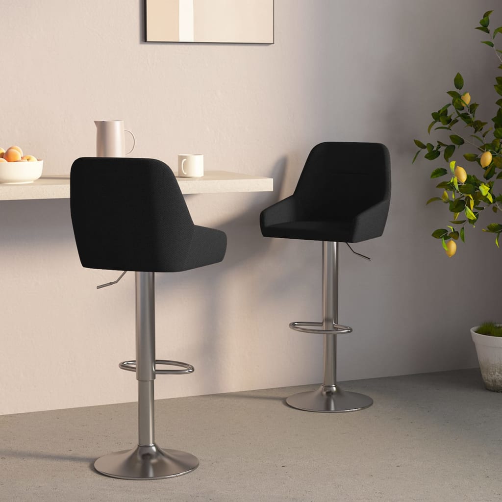 vida XL Barhocker 2 Stk. Schwarz Stoff