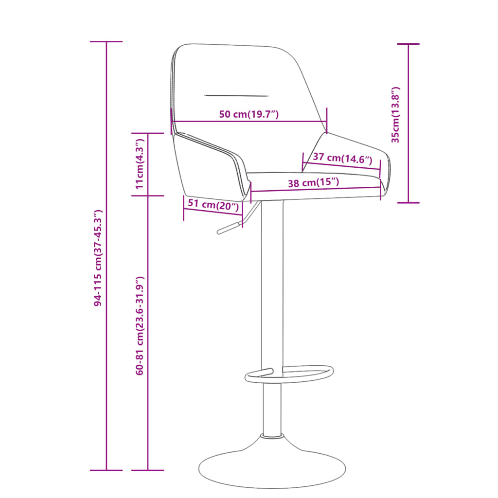 Barové židle 2 ks vínové samet