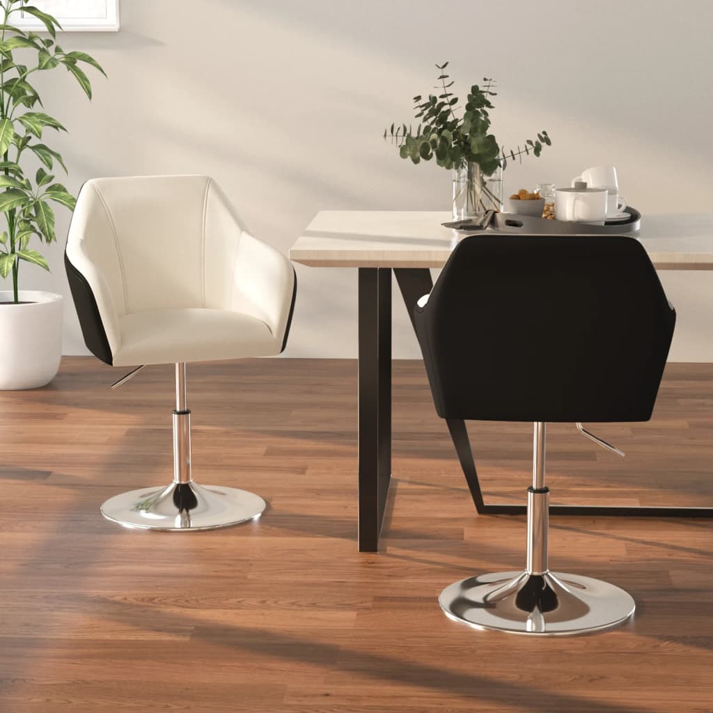 vidaXL Cadeiras de jantar 2 pcs couro artificial branco/preto