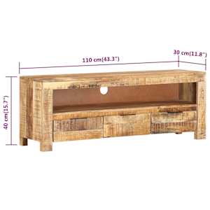 TV stolek 110 x 30 x 40 cm hrubé mangovníkové dřevo - obrázek 8