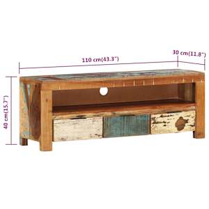 TV stolek 110 x 30 x 40 cm masivní recyklované dřevo - obrázek 8