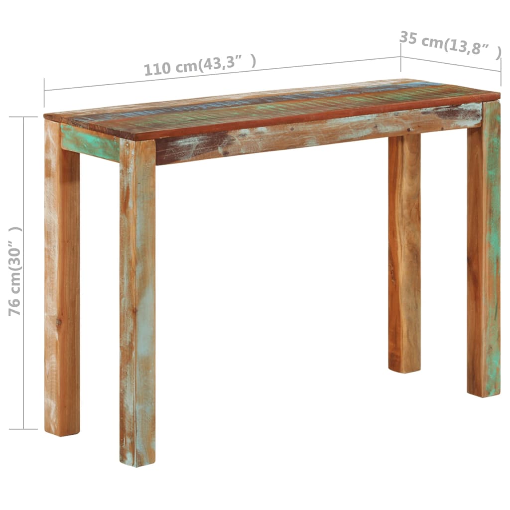 Tömör újrahasznosított fa tálalóasztal 110 x 35 x 76 cm 