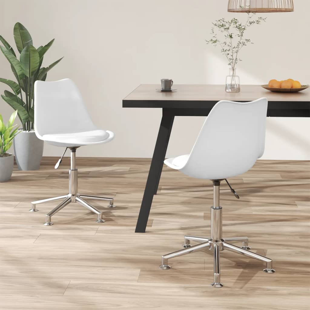 Chaises pivotantes à manger lot de 2 blanc similicuir