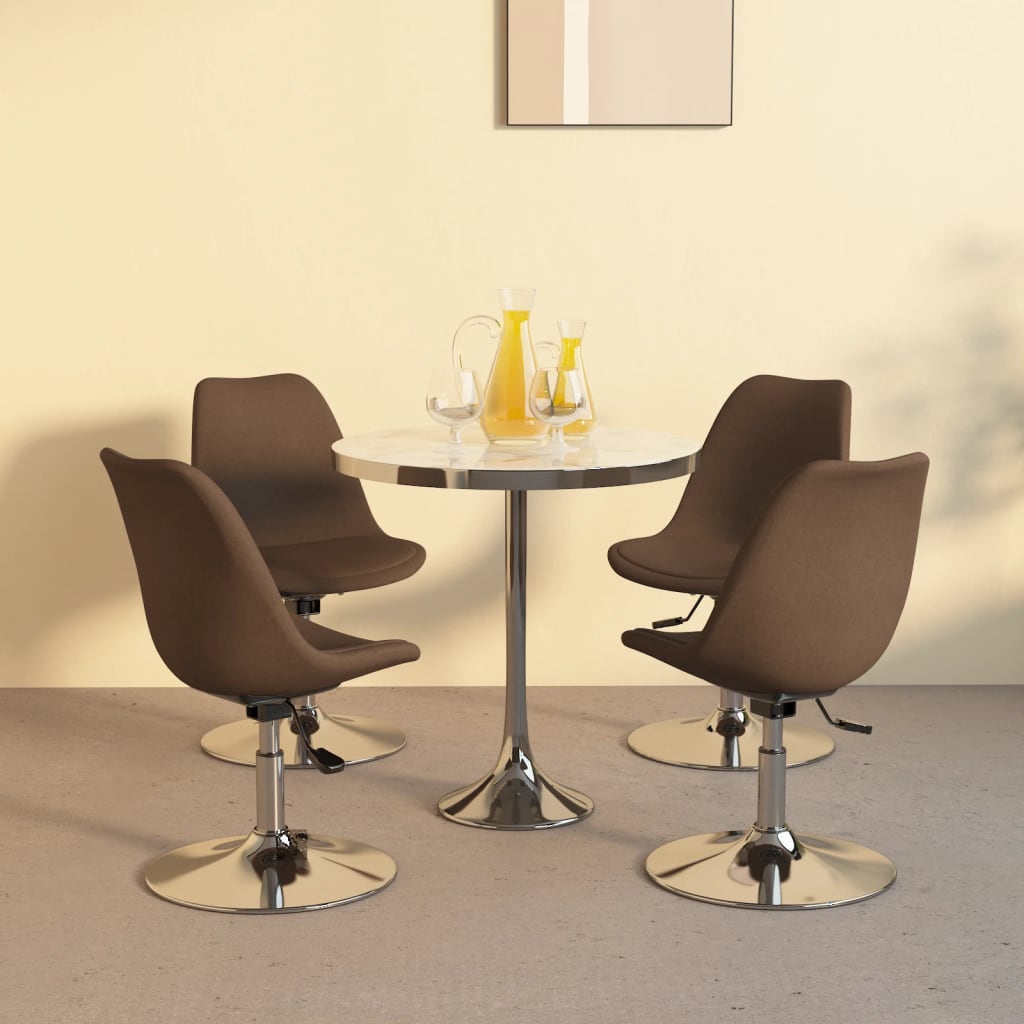 vidaXL Chaises pivotantes de salle à manger 4 pcs Marron Tissu