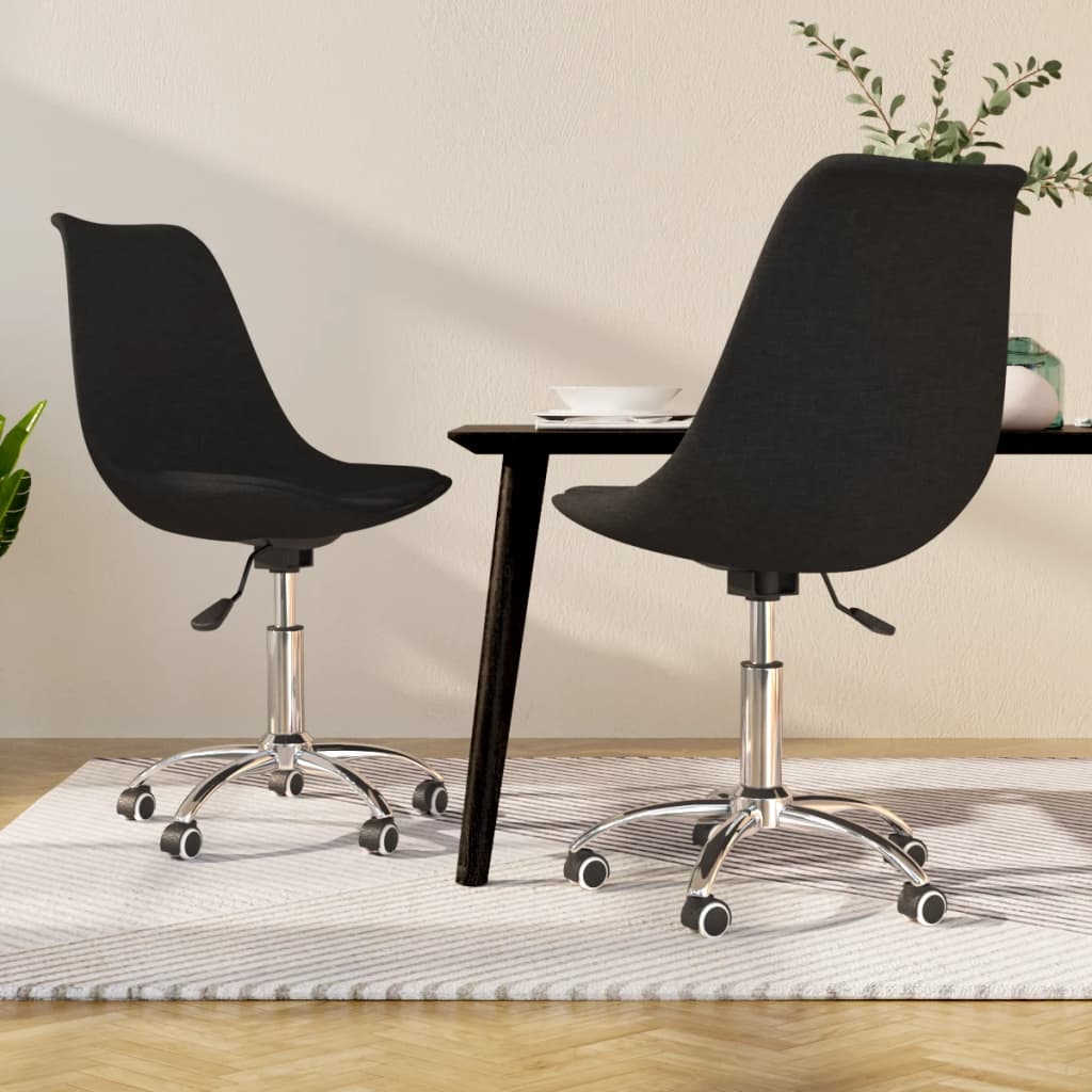 vidaXL Chaises pivotantes de salle à manger 2 pcs Noir Tissu