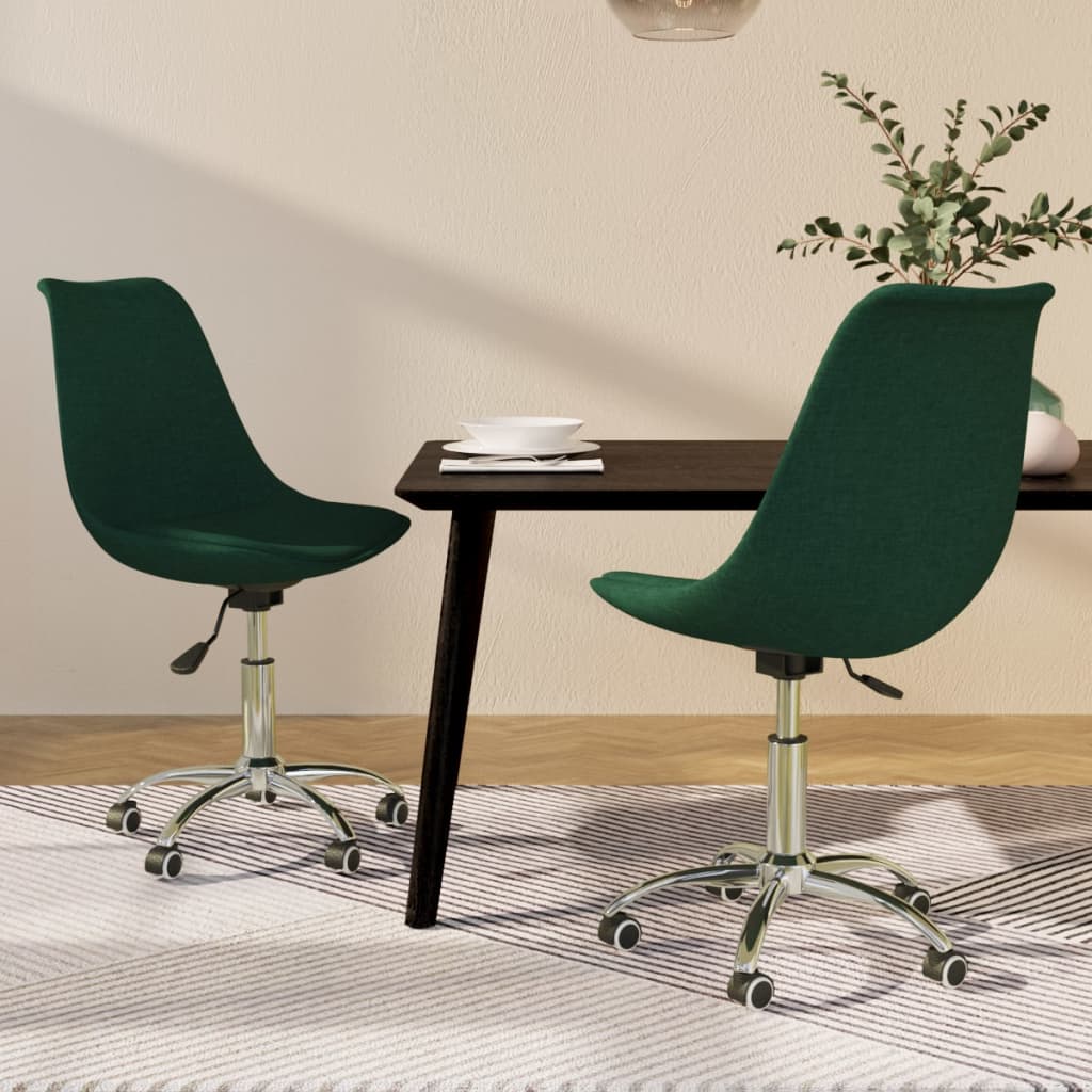 Otočné jídelní židle 2 ks tmavě zelené textil