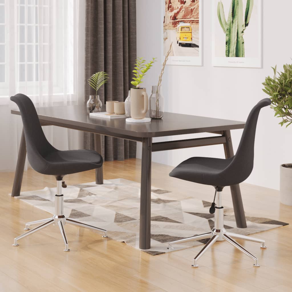 vidaXL Chaises pivotantes de salle à manger 2 pcs Gris foncé Tissu