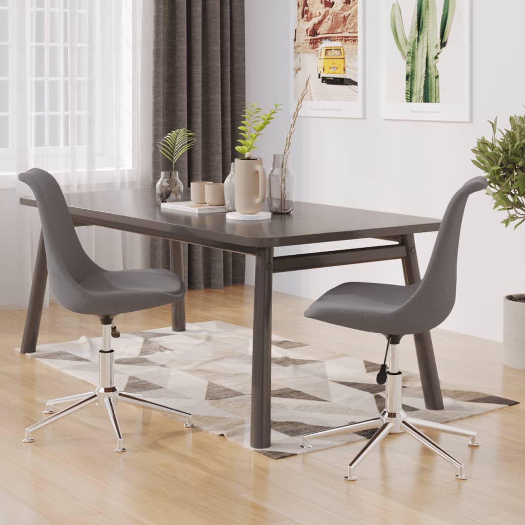 Otočné jídelní židle 2 ks světle šedé textil