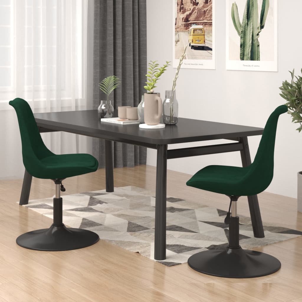 Chaises pivotantes à manger lot de 2 Vert foncé Velours