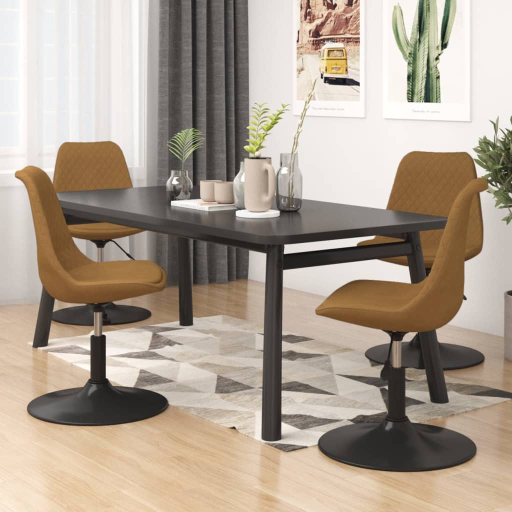 vidaXL Chaises à dîner pivotantes 4 pcs Marron Velours