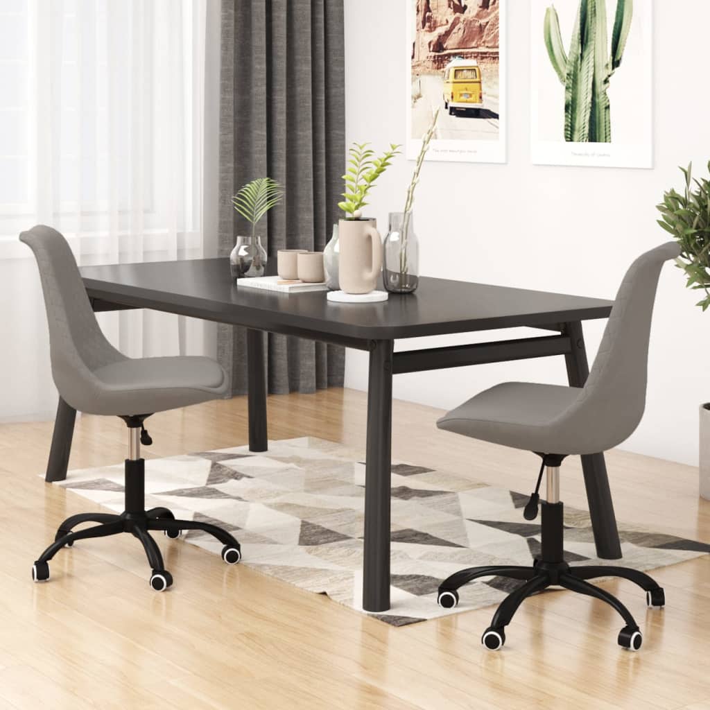 vidaXL Chaises pivotantes de salle à manger 2 pcs Gris clair Tissu