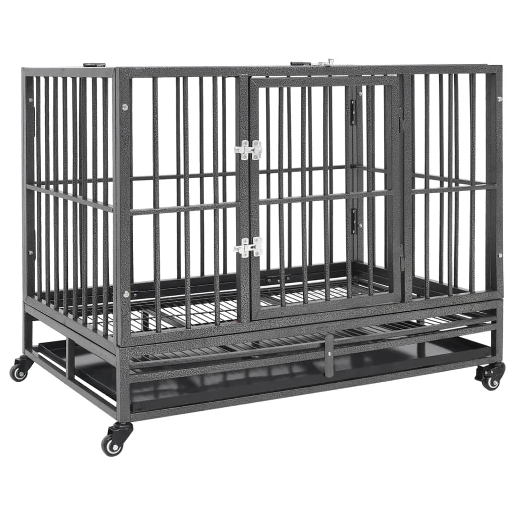 vidaXL Jaula para cães com rodas aço 92x62x76 cm