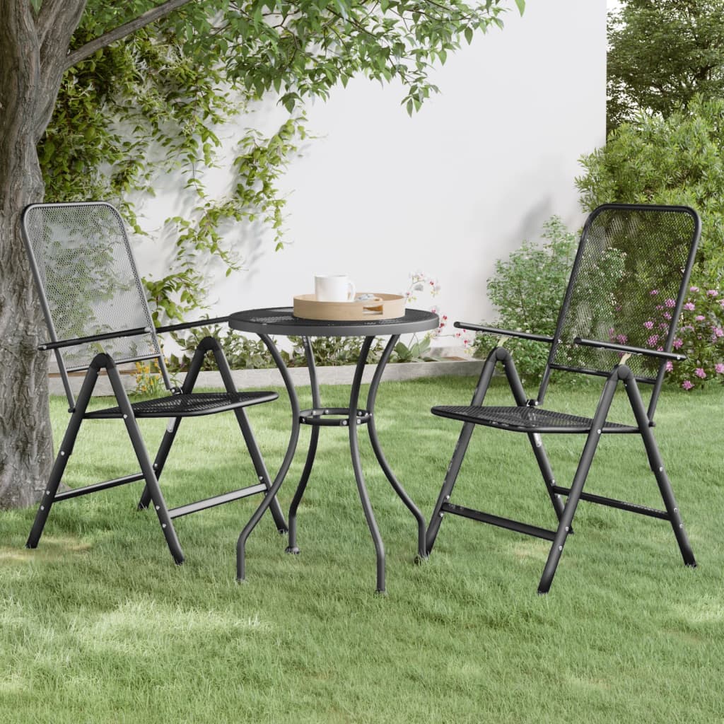 vidaXL Table de jardin Ø60x72 cm Maille métallique Anthracite