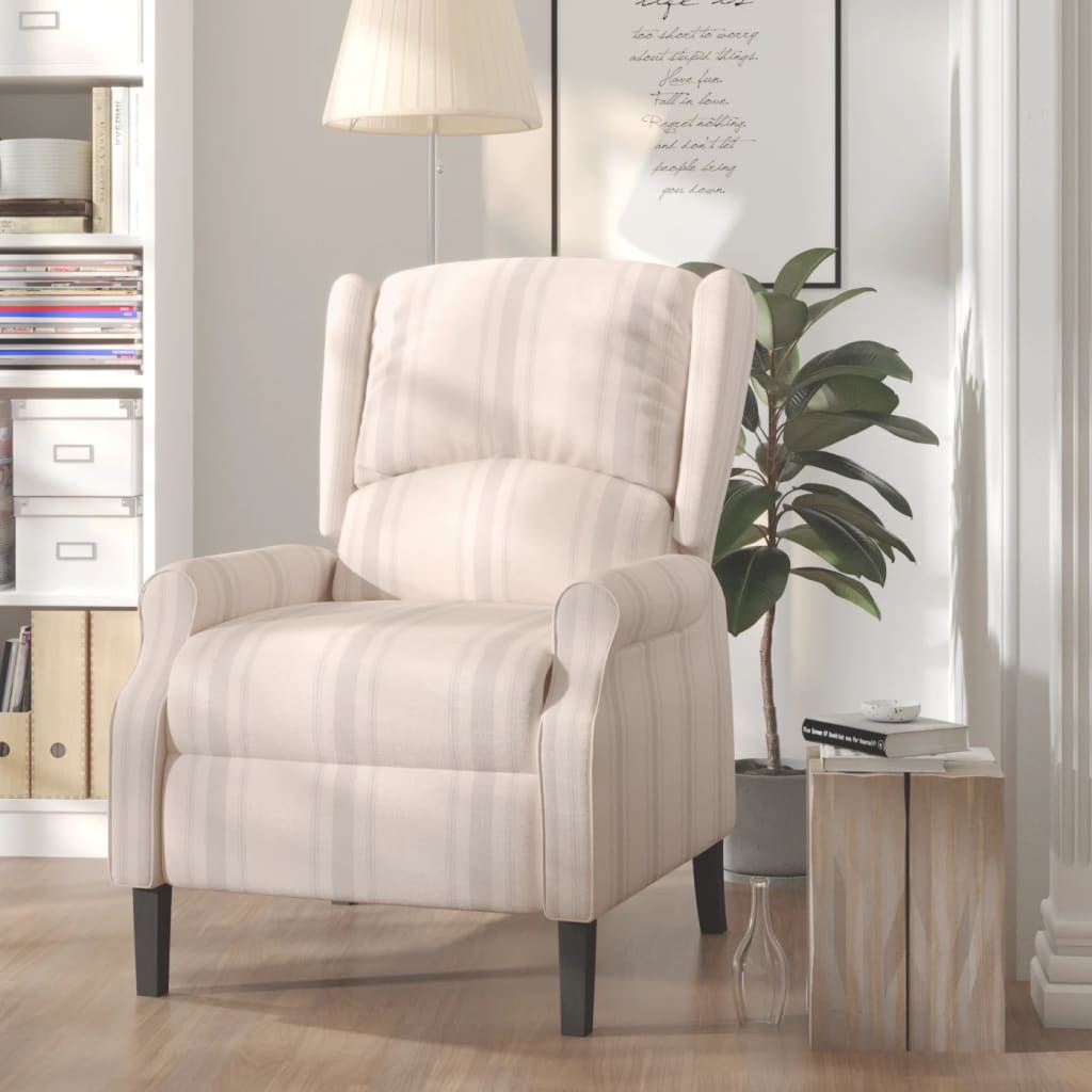 vidaXL Sillón reclinable de masaje de tela con estampado de líneas