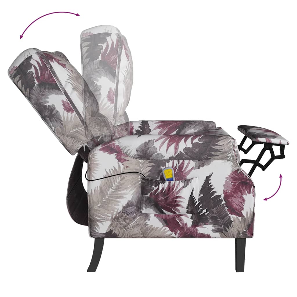 Atlošiamas masažinis krėslas, audinys su gėlių raštais | Stepinfit.lt