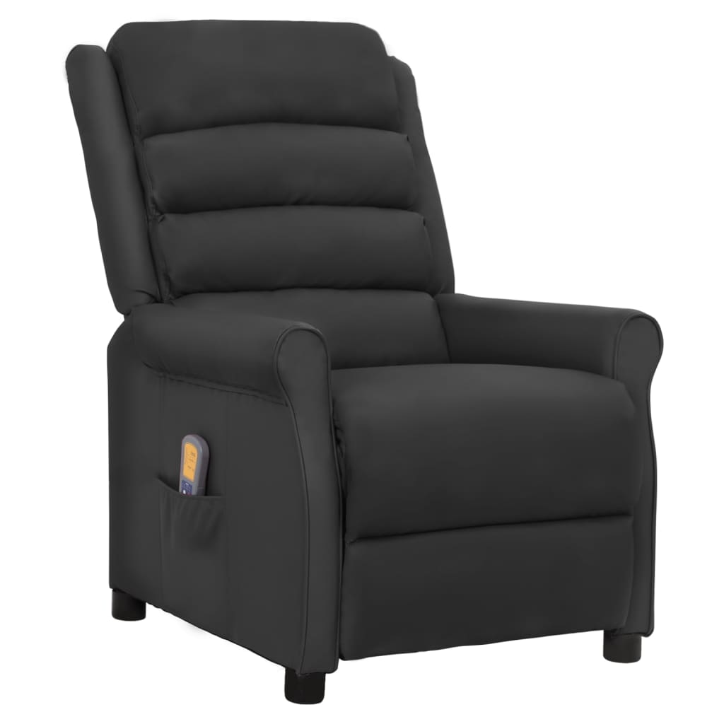 Atlošiamas masažinis krėslas, juodos spalvos, dirbtinė oda | Stepinfit.lt