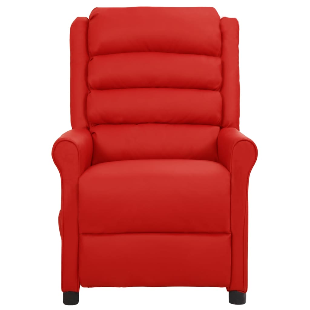 vidaXL Sillón de masaje de cuero sintético rojo tinto