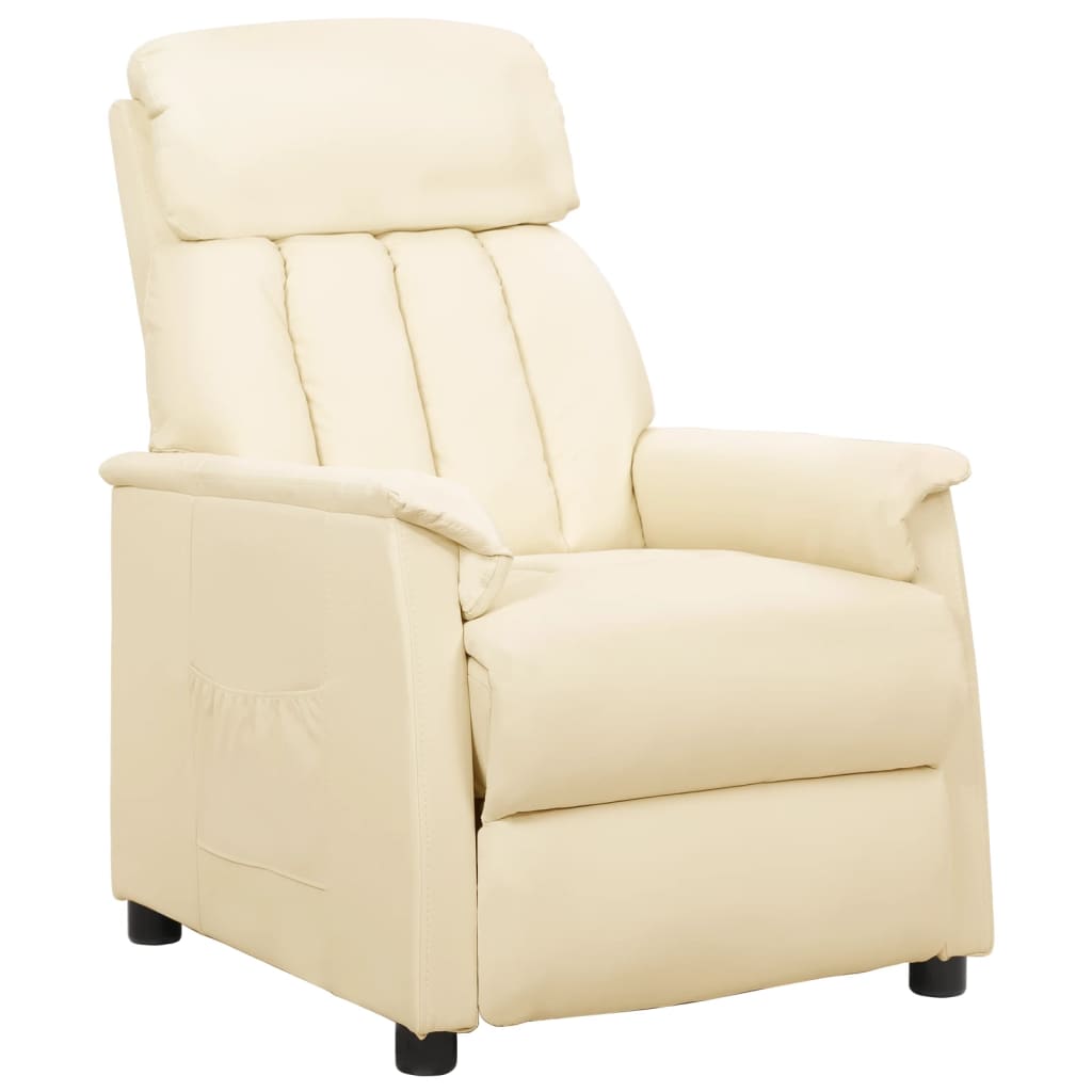vidaXL Cadeira reclinável couro artificial cor creme