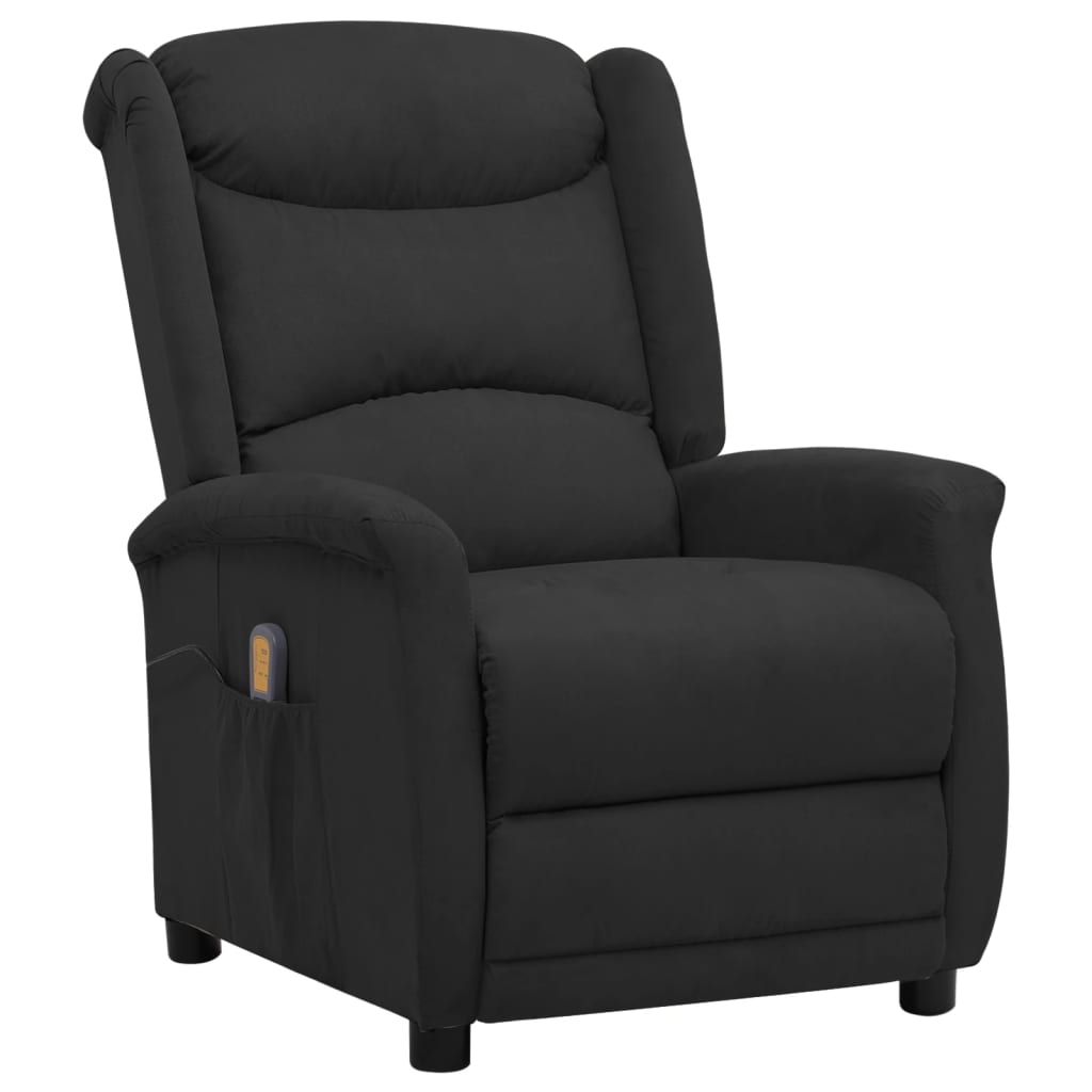 vidaXL Fotoliu de masaj rabatabil, negru, material textil microfibră vidaXL