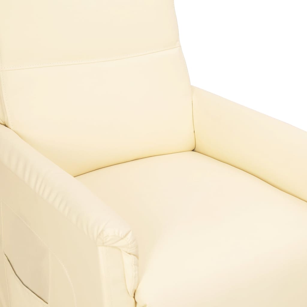 Krémszínű műbőr dönthető fotel 
