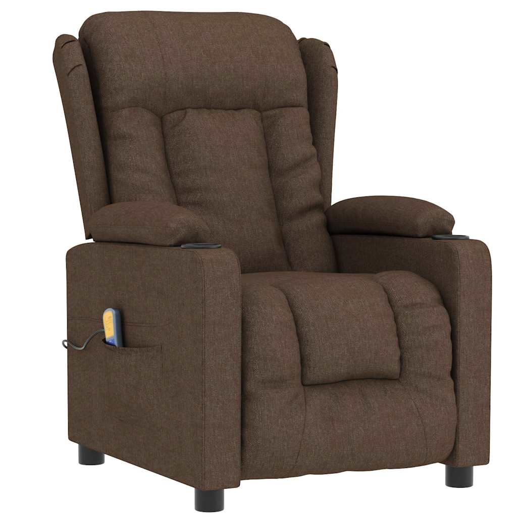 vidaXL Masážní křeslo hnědé textil