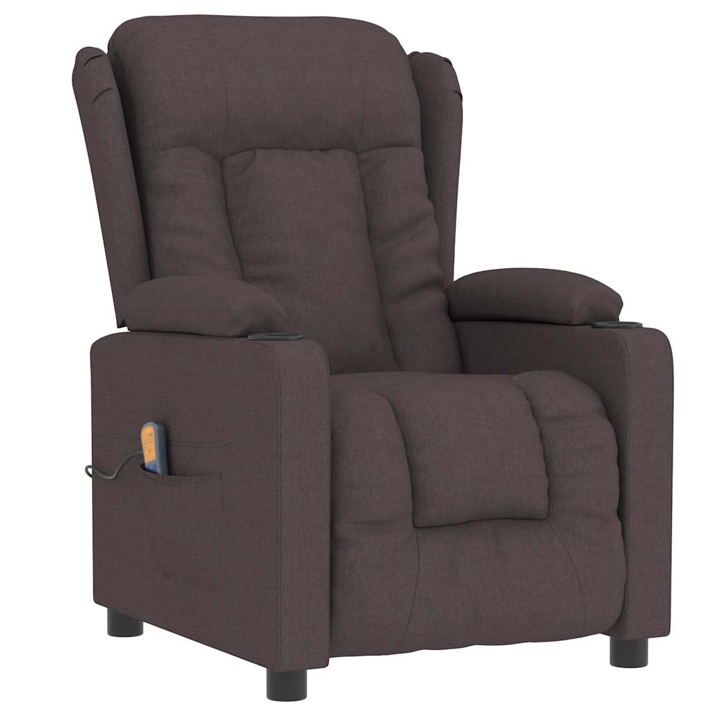 vidaXL Masážní křeslo tmavě hnědé textil