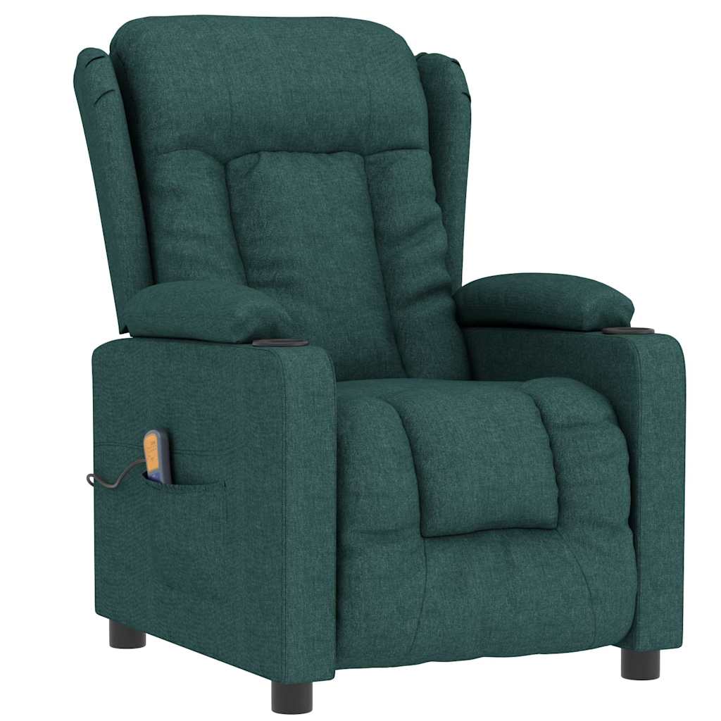 vidaXL Masážní křeslo tmavě zelené textil