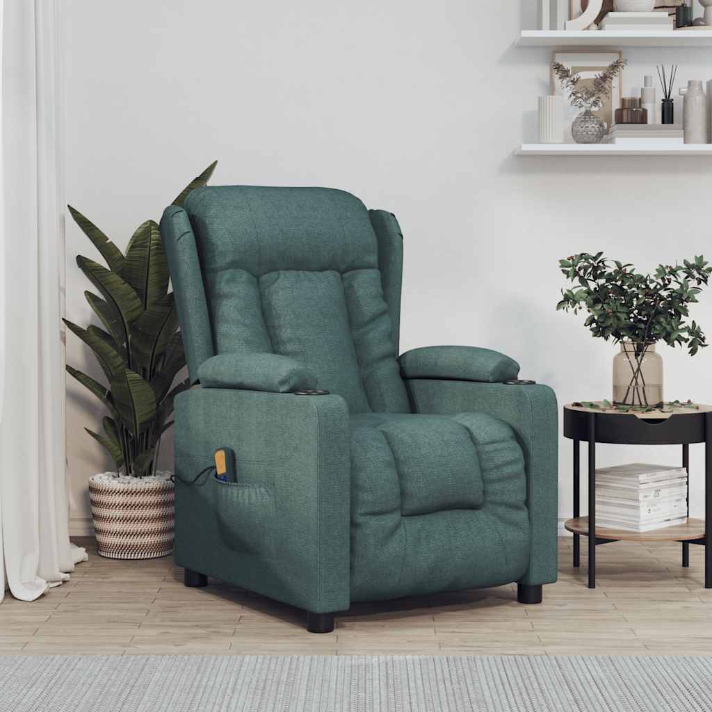 vidaXL Fotoliu de masaj, verde închis, material textil