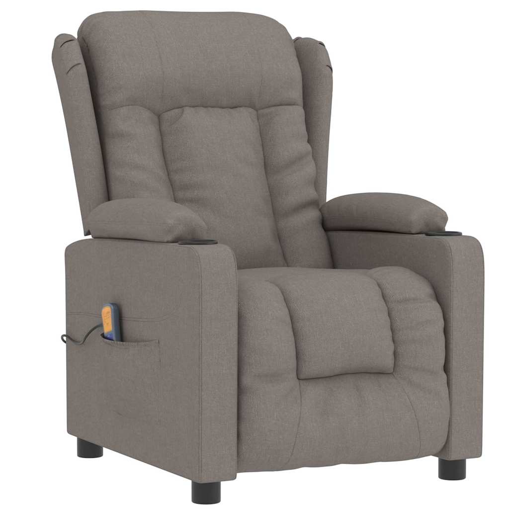 vidaXL Masážní křeslo taupe textil