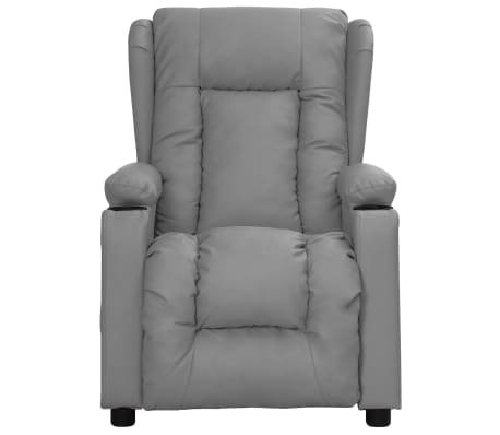 vidaXL Sillón de masaje de cuero sintético gris