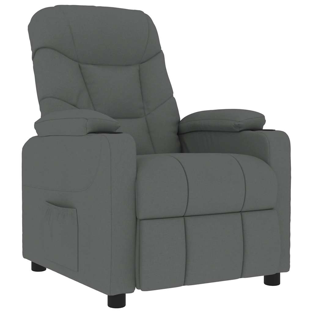 vidaXL Masážní křeslo tmavě šedé textil