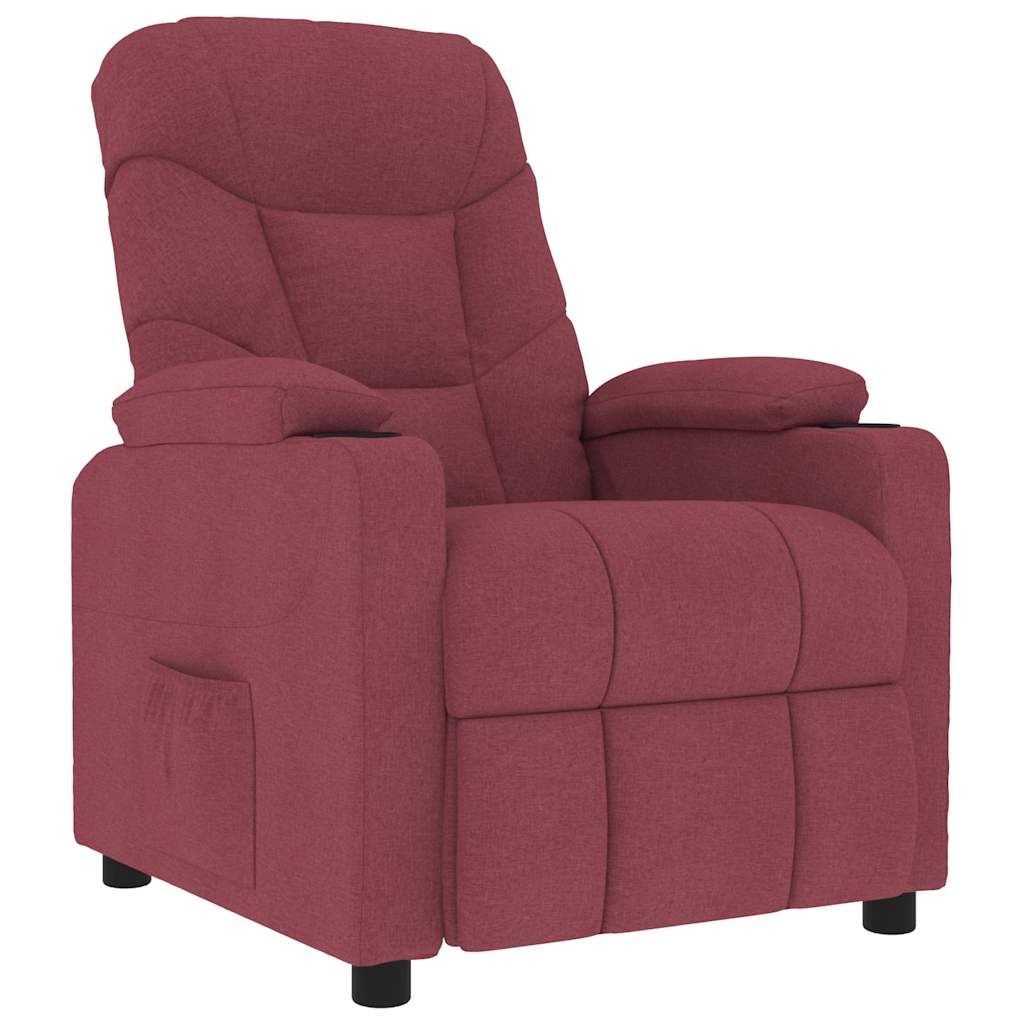 vidaXL Masážní křeslo vínové textil