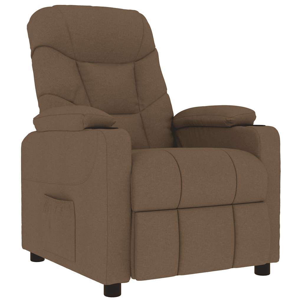 vidaXL Masážní křeslo hnědé textil