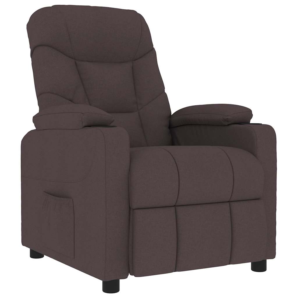 vidaXL Masážní křeslo tmavě hnědé textil