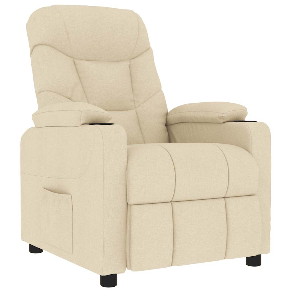 vidaXL Masážní křeslo krémové textil