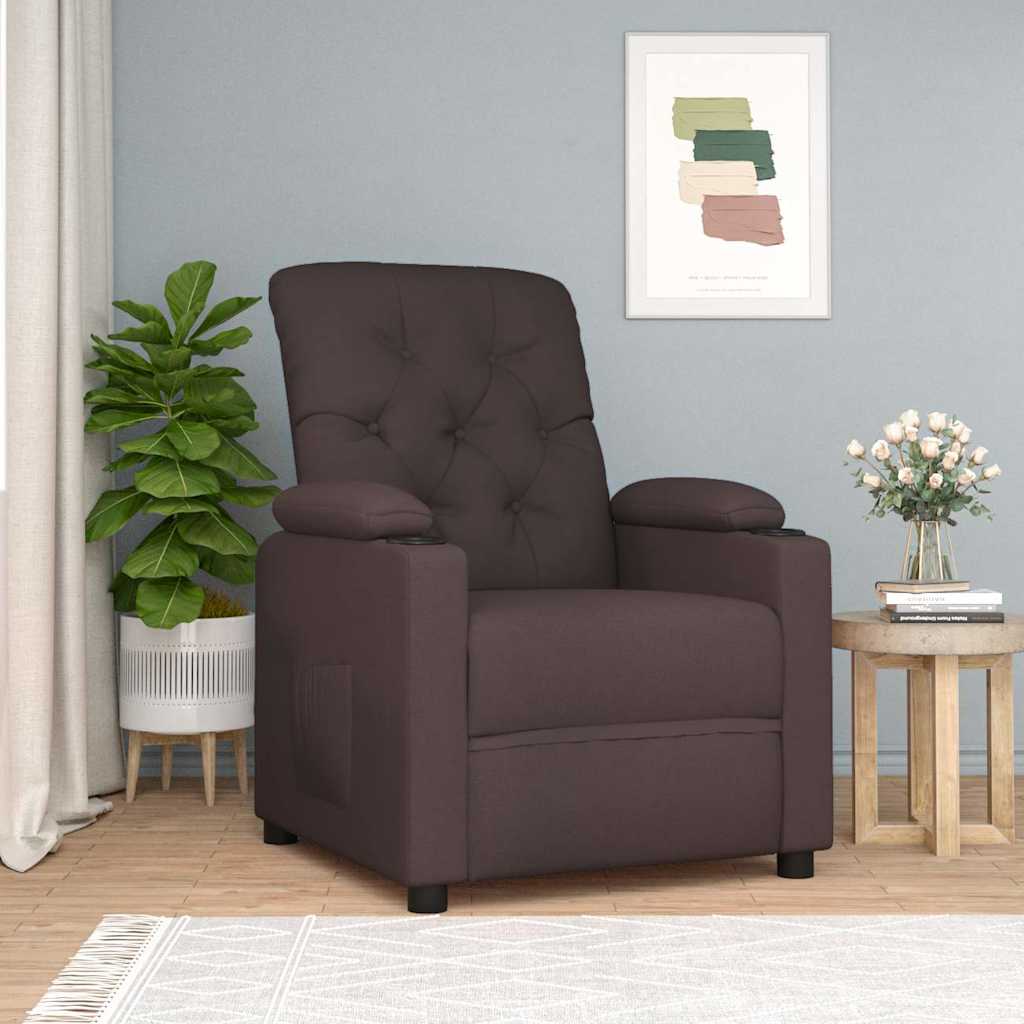vidaXL Fotoliu rabatabil, maro, material textil