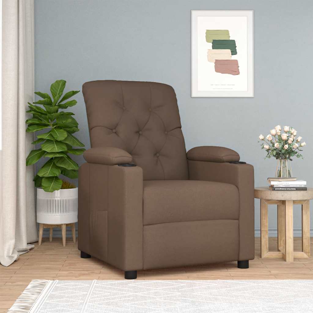 vidaXL Fotoliu rabatabil, maro, material textil