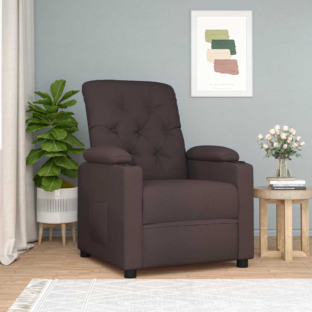 vidaXL Fotoliu rabatabil, maro închis, material textil