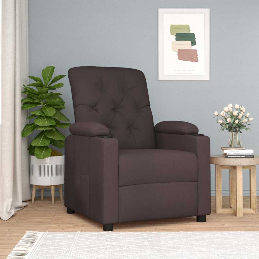 vidaXL Fotoliu rabatabil, maro închis, material textil