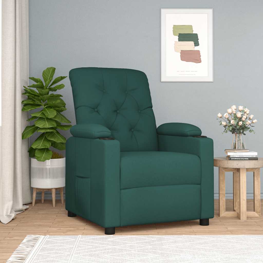 vidaXL Fotoliu rabatabil, verde închis, material textil