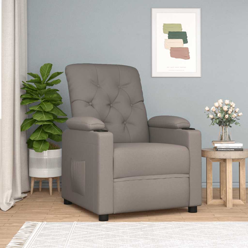 vidaXL Fotoliu rabatabil, gri taupe, material textil