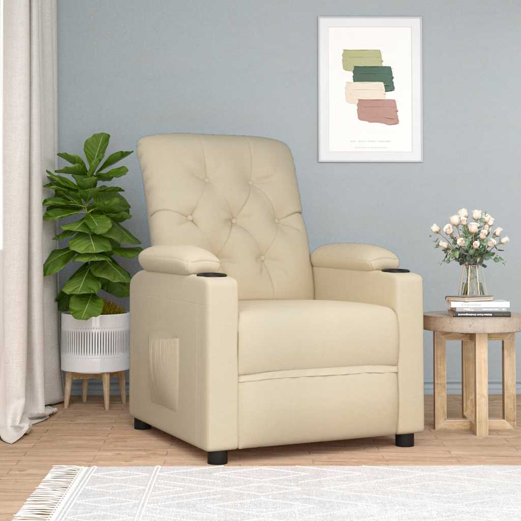 vidaXL Fotoliu rabatabil, crem, material textil