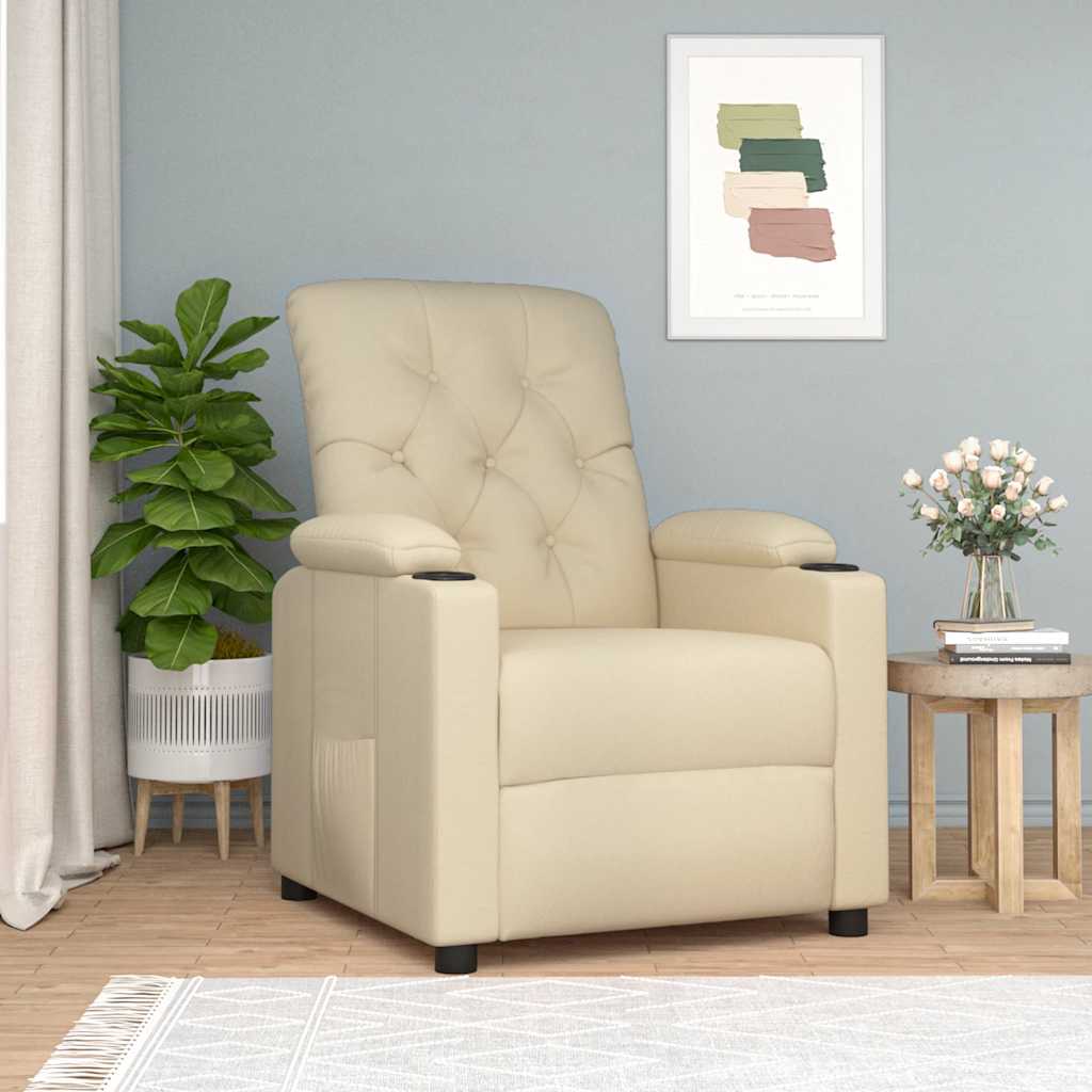 vidaXL Fotoliu rabatabil, crem, material textil