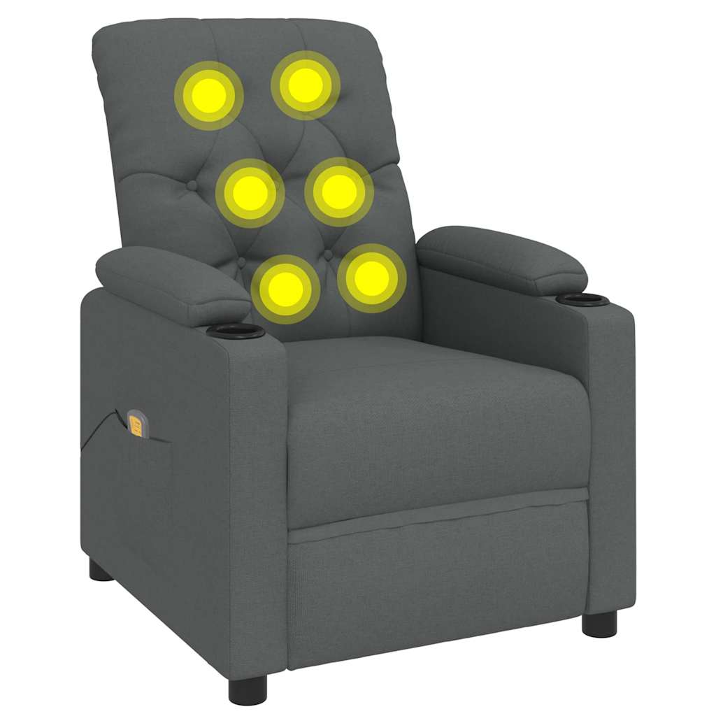 vidaXL Masážní křeslo tmavě šedé textil